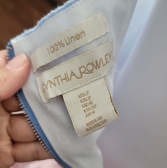 Cynthia Rowley 100% Linen 3 Color Dress with Pockets Coastal Barbiecore Sz 2 - Picture 6 of 6